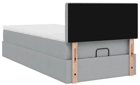 Cama otomana com colchão 90x200 cm tecido cinzento claro