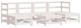 7pcs conjunto lounge jardim c/ almofadões madeira maciça branco