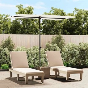 Guarda-sol de jardim c/ poste de alumínio 2x1,5 m branco areia