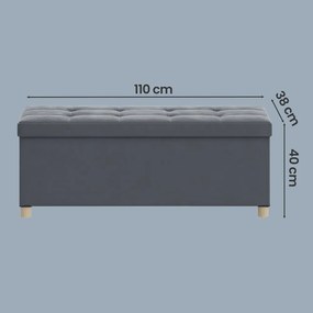 Banco com espaço de arrumação, 38 x 110 x 40 cm cinzento