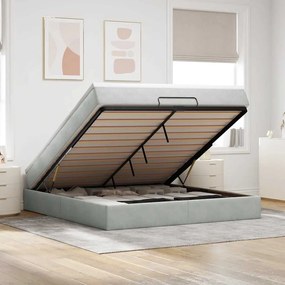 vidaXL Estrutura de cama otomana com colchão 180x200 cm cinzento claro