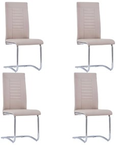 vidaXL Cadeiras de jantar cantilever 4 pcs couro artificial cappuccino