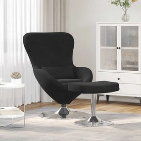 Poltrona Egg vidaXL com Puff Veludo Preto