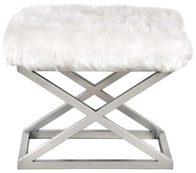 Pouffe Capraz – Prateado e Branco – 50 cm x 42 cm x 40 cm