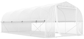 Outsunny Estufa tipo Túnel 6x3x2 m Estufa de Exterior com 8 Janelas Cobertura de PE Anti UV e Porta Enrolável e Paredes Laterais Branco | Aosom Portugal