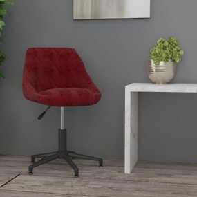 vidaXL Cadeira de escritório giratória veludo vermelho tinto