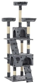 vidaXL Árvore para gatos c/ postes arranhadores sisal 170 cm cinzento