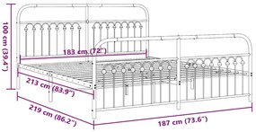Estrutura de cama com cabeceira e pés 183x213 cm metal preto