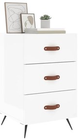 Mesa de cabeceira 40x40x66cm derivados madeira branco brilhante