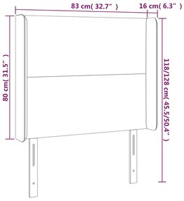 Cabeceira de cama c/ abas tecido 83x16x118/128cm cinzento-claro