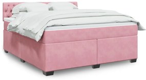 vidaXL Cama com molas/colchão 180x200 cm veludo rosa