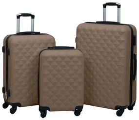 vidaXL Conjunto de tróleis estojo rígido 3 pcs ABS castanho