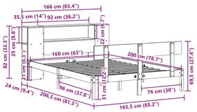 Cama com estante sem colchão 160x200 cm pinho maciço