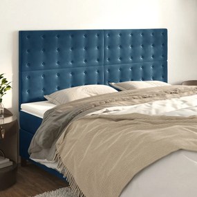 Cabeceira de cama 4 pcs veludo 100x5x78/88 cm azul-escuro