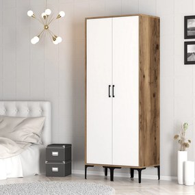 Roupeiro Kumsal SS – Nogueira e Branco – 80 cm x 47,5 cm x 201,4 cm