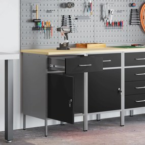 Gabinete de Trabalho vidaXL 2 pcs Preto e Cinza em Madeira Engenharia