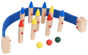 vidaXL Jogo de bowling pinho maciço multicolorido