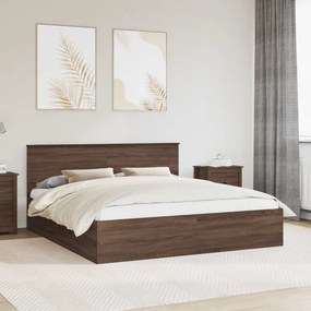 vidaXL Estrutura da Cama com cabeceira Carvalho Marrom 200 x 200 cm