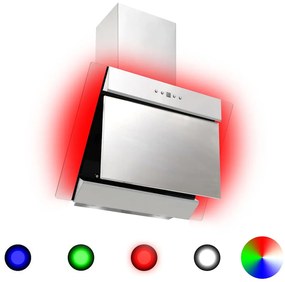 vidaXL Exaustor RGB LED 60 cm aço inoxidável e vidro temperado