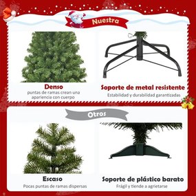 Árvore de Natal artificial de 1,8 m não iluminada com base de metal sólida Decoração natal de escritório e casa Verde