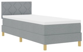 Cama Box Spring com Colchão Cinza Claro 80x200 cm Tecido