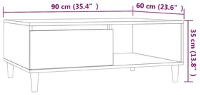 Mesa de centro 90x60x35 cm contraplacado cinzento cimento