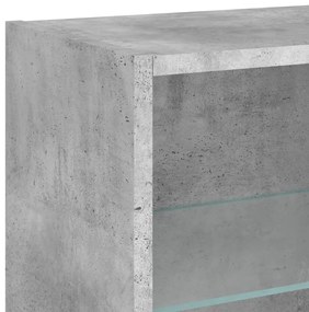 Mesa de cabeceira de parede com luzes LED cinzento cimento