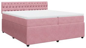 Cama com molas/colchão 200x200 cm veludo rosa