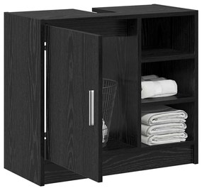 Gabinete para Pia Carvalho Preto 63x29x55 cm Madeira Engenheirada