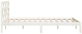 Estrutura de cama casal 135x190 cm madeira maciça branco