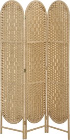 HOMCOM Biombo Separador de Ambientes 3 Painéis 120x170 cm Painel de Privacidade Dobrável Boémio com Topo Arqueado Entrançado à Mão Madeira | Aosom Portugal