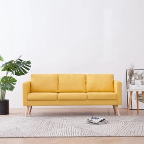 281362 vidaXL Sofá de 3 lugares em tecido amarelo