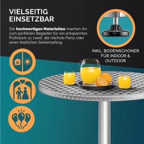 Conjunto de 2 mesas de bar em alumínio Ø60cm regulável em altura prateado