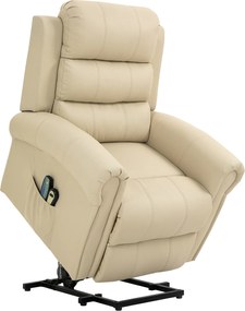 HOMCOM Poltrona Reclinável Elétrica Levanta Pessoas com Massagem Vibratória e Aquecimento  98x96x105 cm Creme | Aosom Portugal