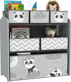 Estante para Brinquedos com 6 Caixas de Tecido não Tecido Amovíveis Organizador de Brinquedos 63x30x66 cm Cinza