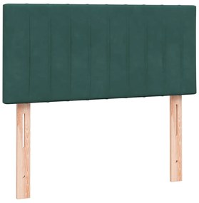 Cama com molas/colchão 90x220 cm veludo verde-escuro