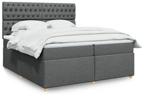 vidaXL Cama com molas/colchão 200x200 cm tecido cinzento-escuro