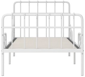 Estrutura de cama com estrado de ripas 90x200 cm metal branco