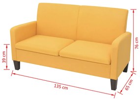 Sofá de 2 lugares 135x65x76 cm amarelo