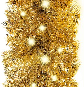 Grinalda de Natal com luzes LED 10 m dourado