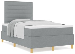 Cama Box Spring com Colchão Cinza Claro 120x200 cm Tecido