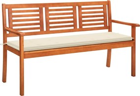 vidaXL Banco de jardim 3 lugares c/ almofadão 150 cm eucalipto maciço