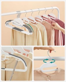 Conjunto 20 Cabides com abertura em forma de S Branco-cinzento