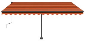 Toldo retrátil manual com LED 450x300 cm laranja e castanho