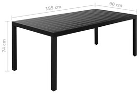 9 pcs conjunto de jantar para jardim alumínio preto