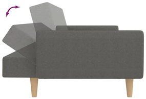 Sofá-cama de 2 lugares tecido cinzento-claro