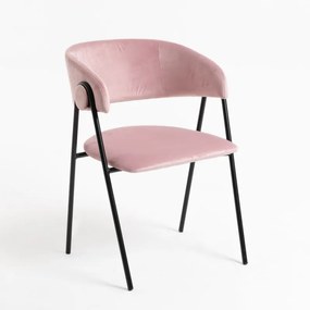 Cadeira Mihu Black Veludo - Rosa