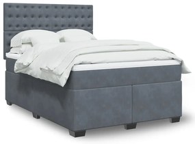 vidaXL Cama com molas/colchão 160x200 cm veludo cinzento-escuro