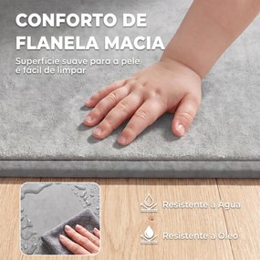 Tapete Infantil 127x127 cm Espuma 3 cm (PARQUE NÃO INCLUIDO) Flanela Suave Antiderrapante Resistente à Água Cinza Claro