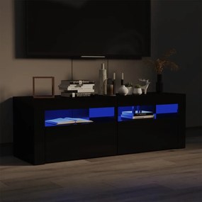 vidaXL Móvel de TV com luzes LED 120x35x40 cm preto brilhante